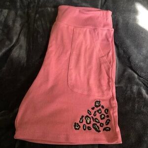 Pink Women's Shorts with Leopard Print